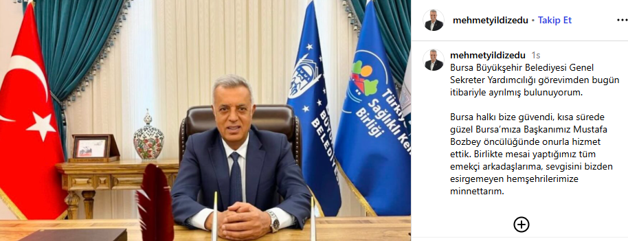 Bursa Büyükşehir Belediyesi'nde Üst Düzey Görev İçin Yeni Süreç Başladı