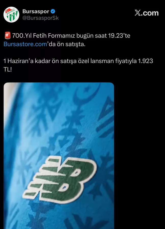 Bursaspor’un 700. Yıl Forması Ön Satışta: Tarihi Bir Anlamla Taraftara Sunuluyor